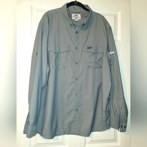 AFTCO AFTECH Fishing Rangle Long Sleeve Sun Shirt Vented Gray Size X Large‎